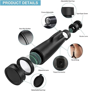 10-30 x 50 HD Starscope Monocular Telescope, High Magnification Monocular Telescope, Upgraded Version, High Power, Monocular Lens, Wide Angle, Super Zoom, Smartphone Lens, Compatible with Smartphones,