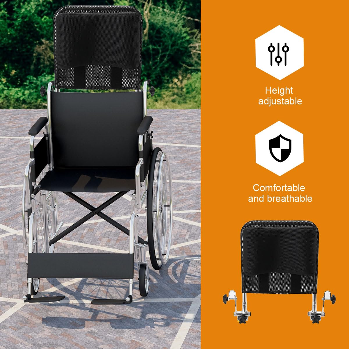 Universal-Rollstuhl-Kopfstütze, Portable Rückenlehne Nackenstütze
