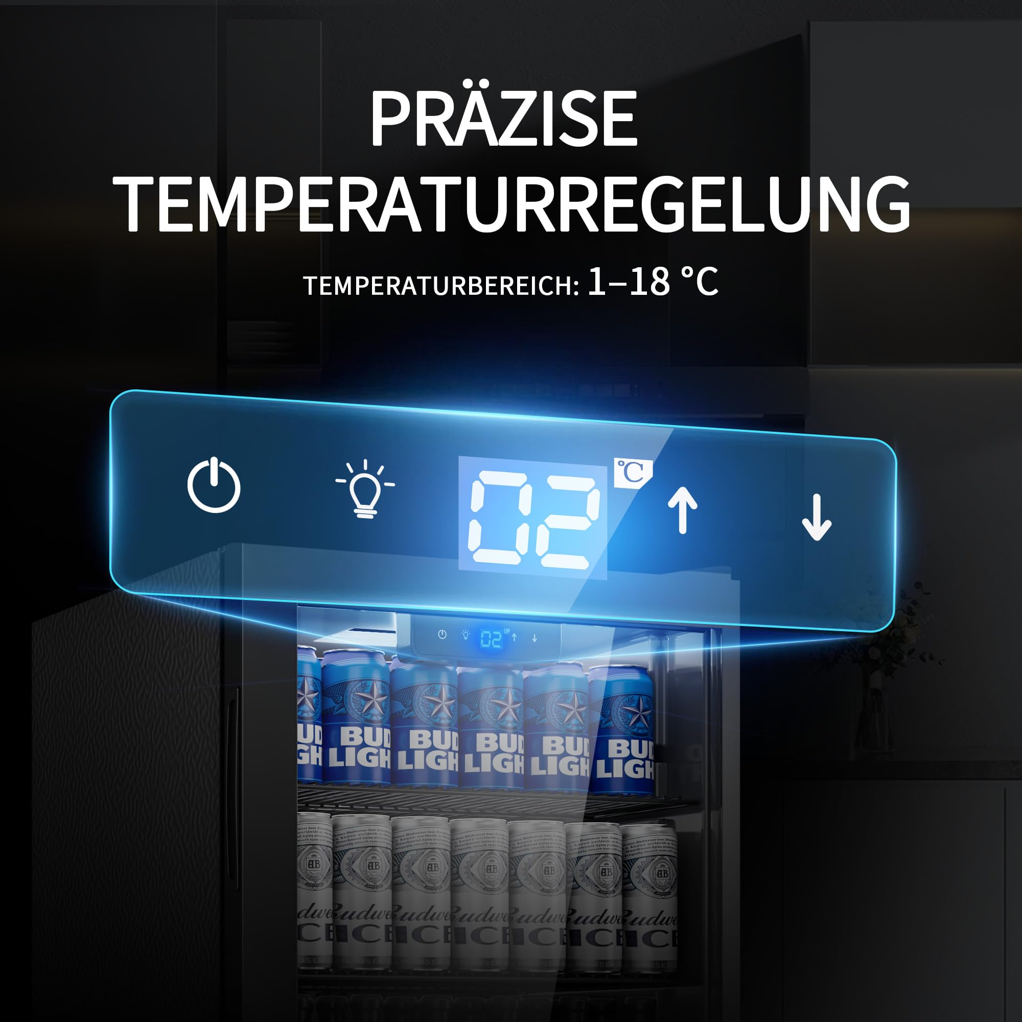 Airfish Getränkekühlschrank mit Glasfront 86L Mini-Kühlschrank verstellbare Regale Bier Wein Getränke
