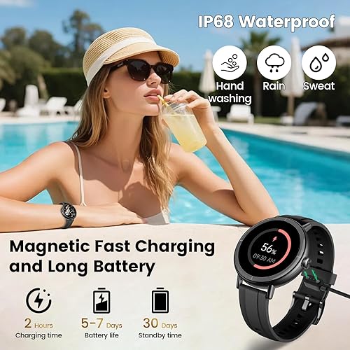 Miniatura 3 de Reloj inteligente para hombres y mujeres, pantalla táctil HD de 2.05 pulgadas, rastreador de actividad física con llamadas Bluetooth, reloj de