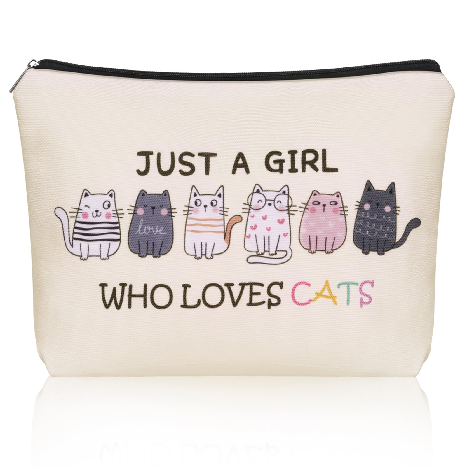 Girlly Cat Makeup Bag For Cat Lover Gift: Cute Cosmetic Bag Just A Girl Who Love Cats Themd For Daughters, Sisters, Friends,Teen Girl & Women.Ideal Gifts For Travel, Birthdays, Graduation & Christmas.