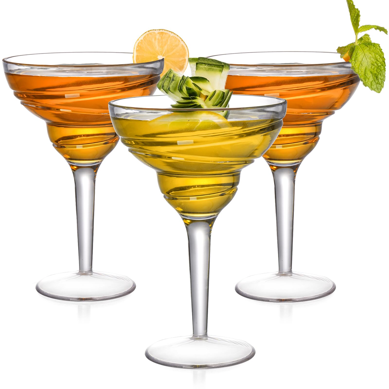 Youeon Paquete de 6 copas de plástico irrompibles para margaritas de 12 onzas con tallo, copas de vino de plástico inastillables, tazas de vino reutilizables para uso en interiores y exteriores,