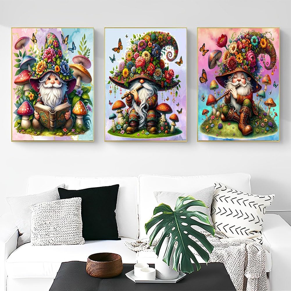 OFRKE Diamond Painting Kits for Adults,3 Pack Flower Dwarf Diamond Art Painting for Beginners, Diamond Round 5D Full Drill Paint with Diamonds Pictures Gem Art Painting Kits DIY Crafts Kits 12x16inch image 4