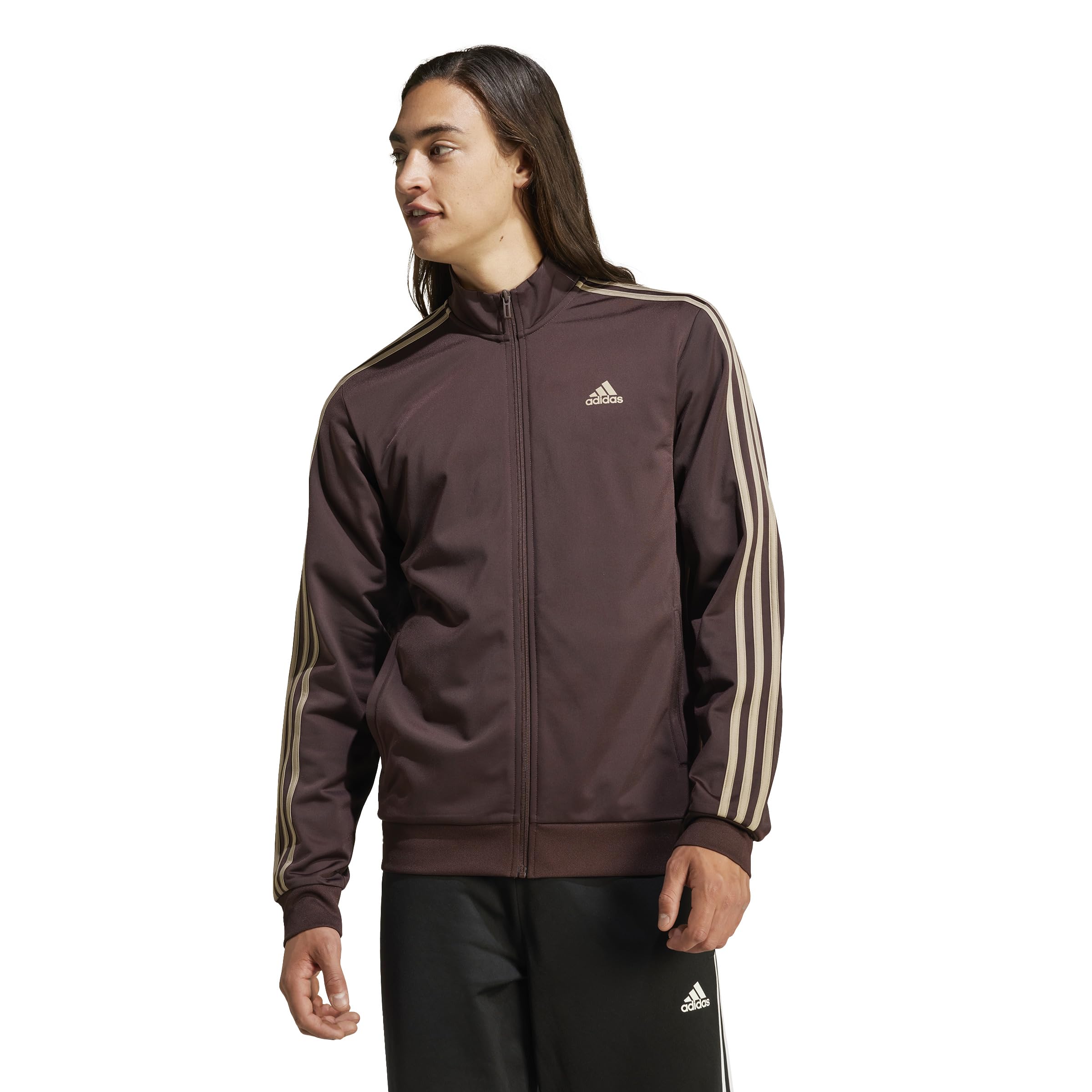 adidas Mens Essentials Warm-Up 3-Stripes Coats Jackets Outerwear - Blue