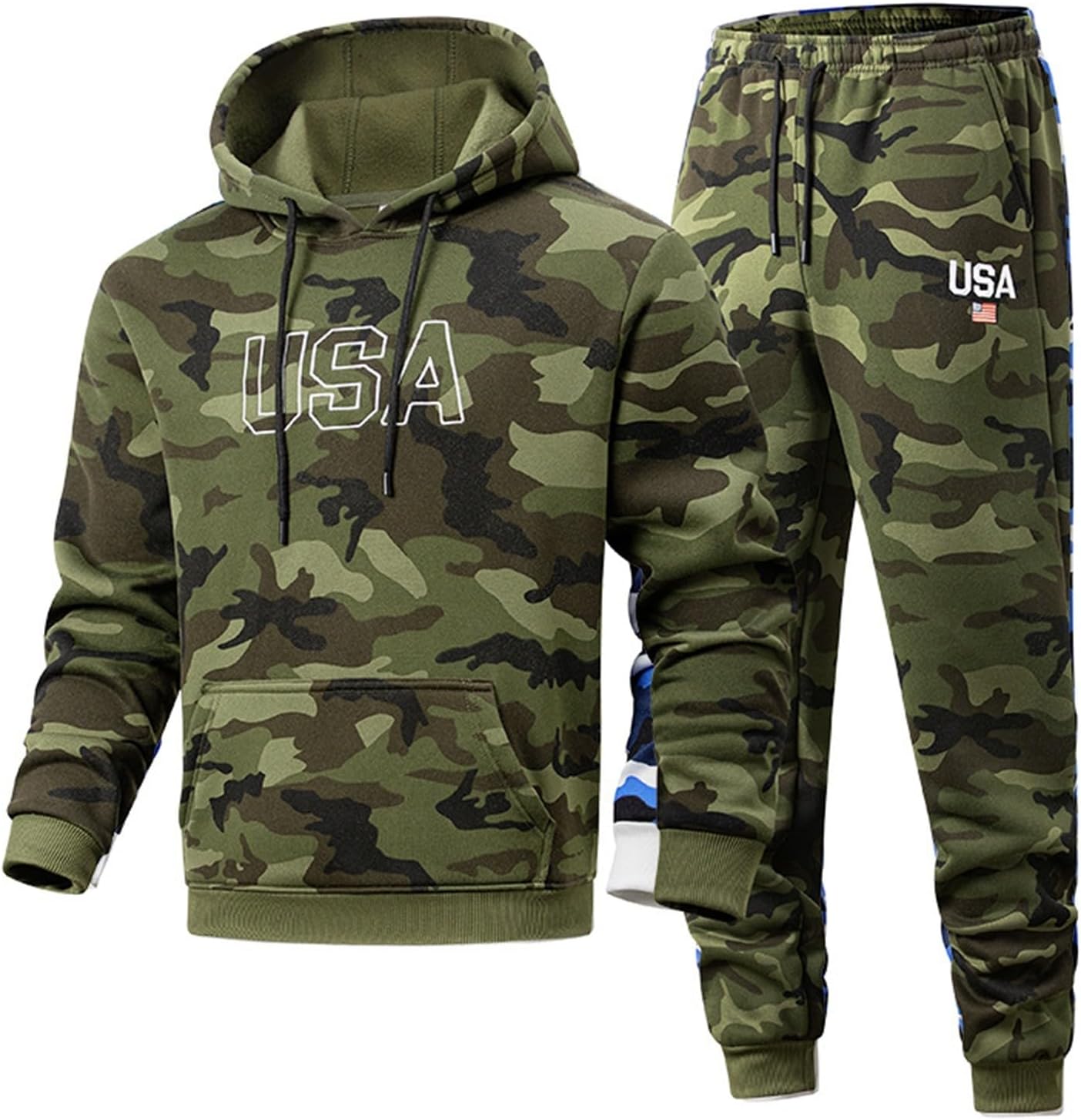 Men Track Suits 2 Piece Set Camo Hoodie and Sweatpants Jogging Suits Fashion Causal Athletic Men's Sweatsuits Outfits