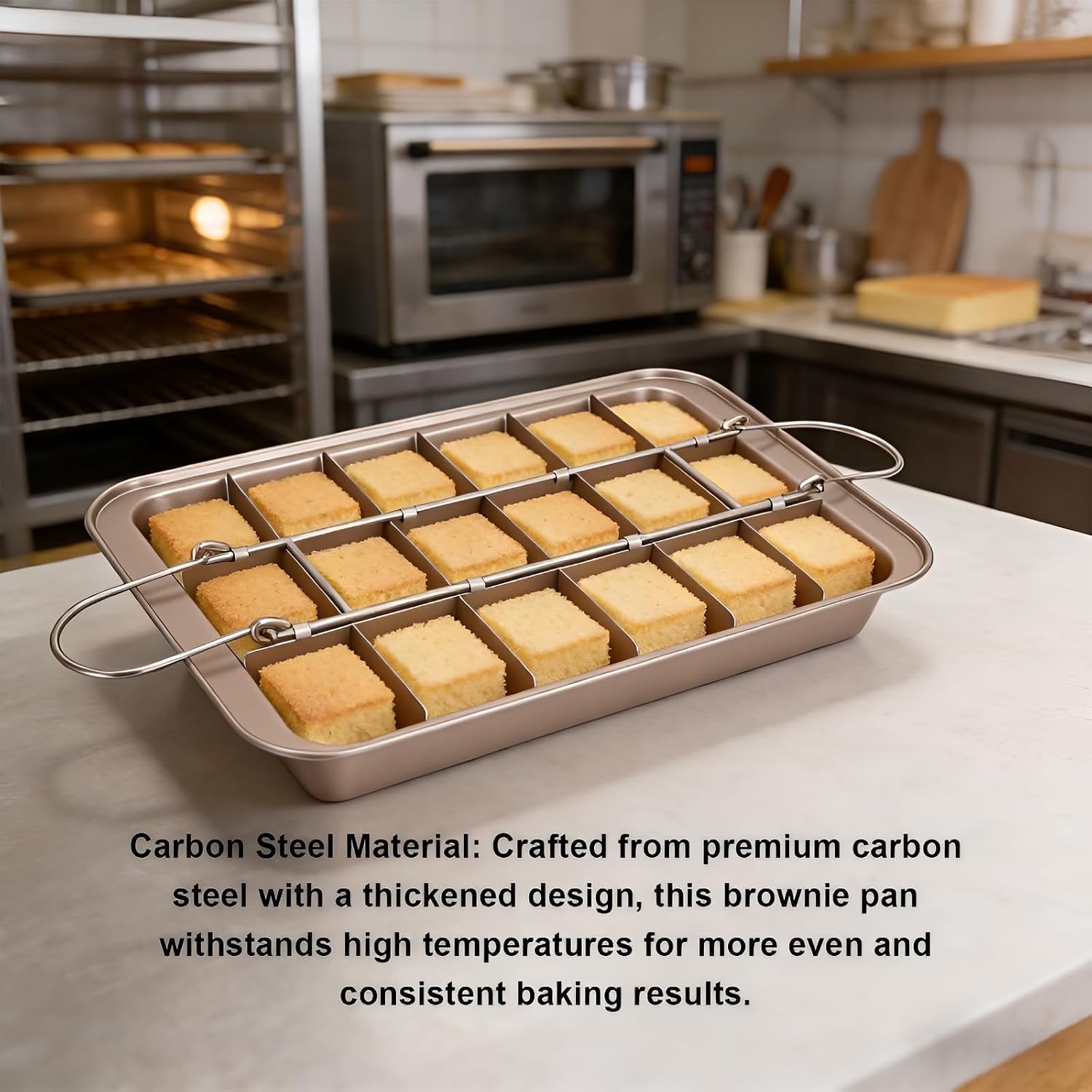 18-Slot Brownie Pan with Divider, Champagne Square Baking Tray