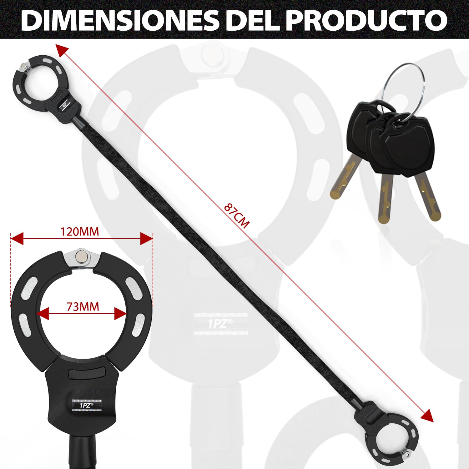 1PZ ES3-NA3 Candado Bicicleta Antirrobo Candado Patinete Electrico Cerradura de Esposas con llave para Segway Ninebot Xiaomi Razor