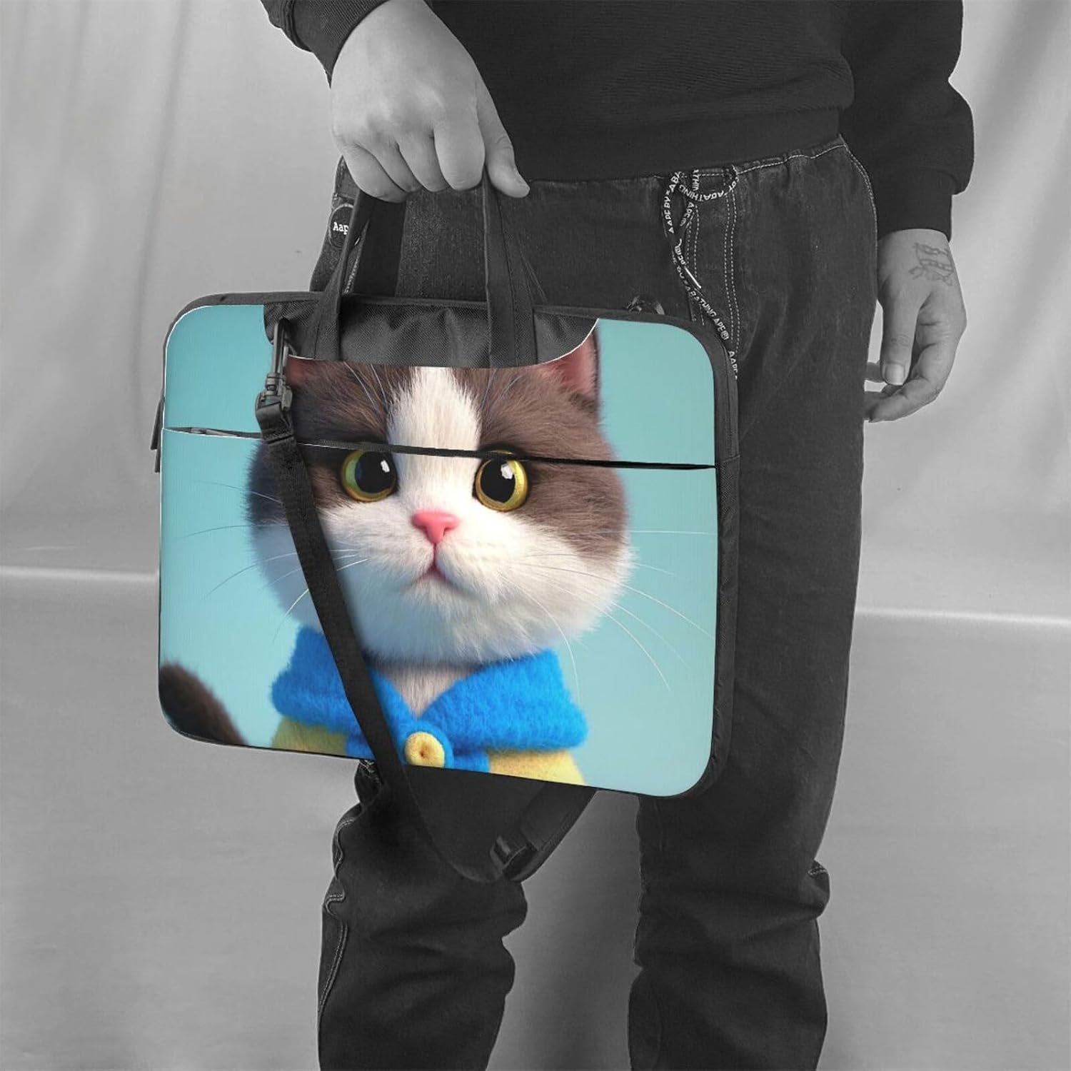 Laptop Bag Cute Clothes Cat Messenger Shoulder Bag for Laptop or Tablet Carrying Case image 2