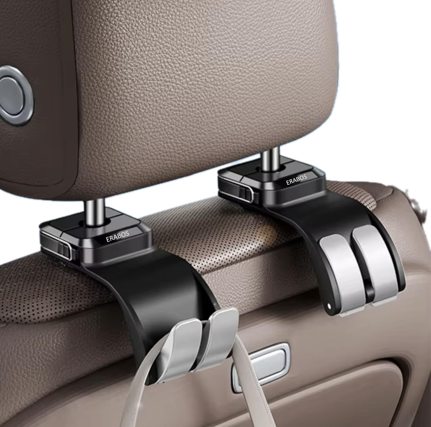 Auto Premium Organizer-Set – 2 Sonnenbrillenhalter & 2 Handtaschenhalter | von Polizeibeamten gegründete Sicherheitsmarke | Mehr Sicherheit & durchdachtes Design