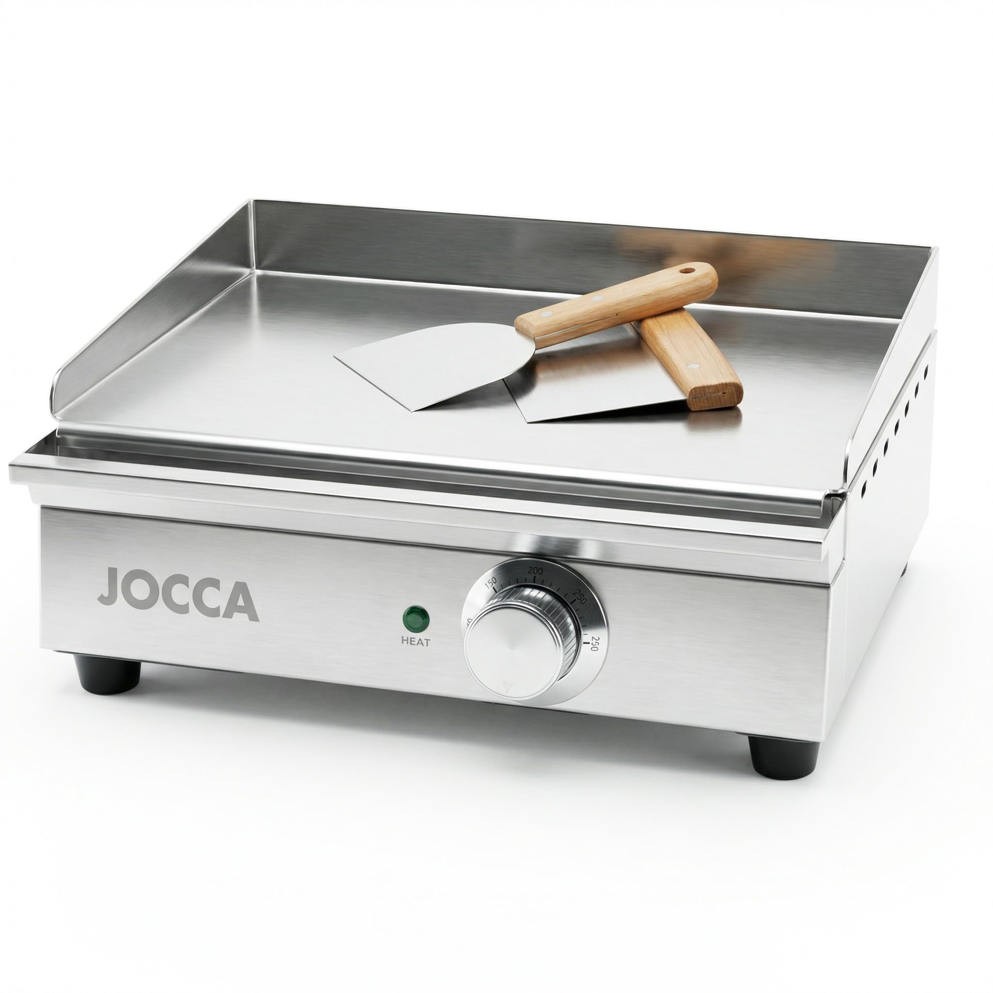 Jocca Elektrische Grillplatte Teppanyaki 39,6 x 26 cm Edelstahl Temperaturregelung 50-300°C