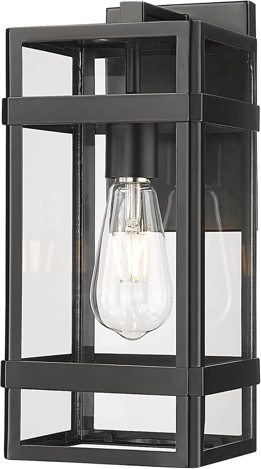 ML Lighting | Payton Collection | 10701-PBK | 1 Light Outdoor Wall Sconce in Powder Coated Black Finish with Clear Glass Shade | Perfect for Walkways, Porches, Backyards, Patios, and Driveways