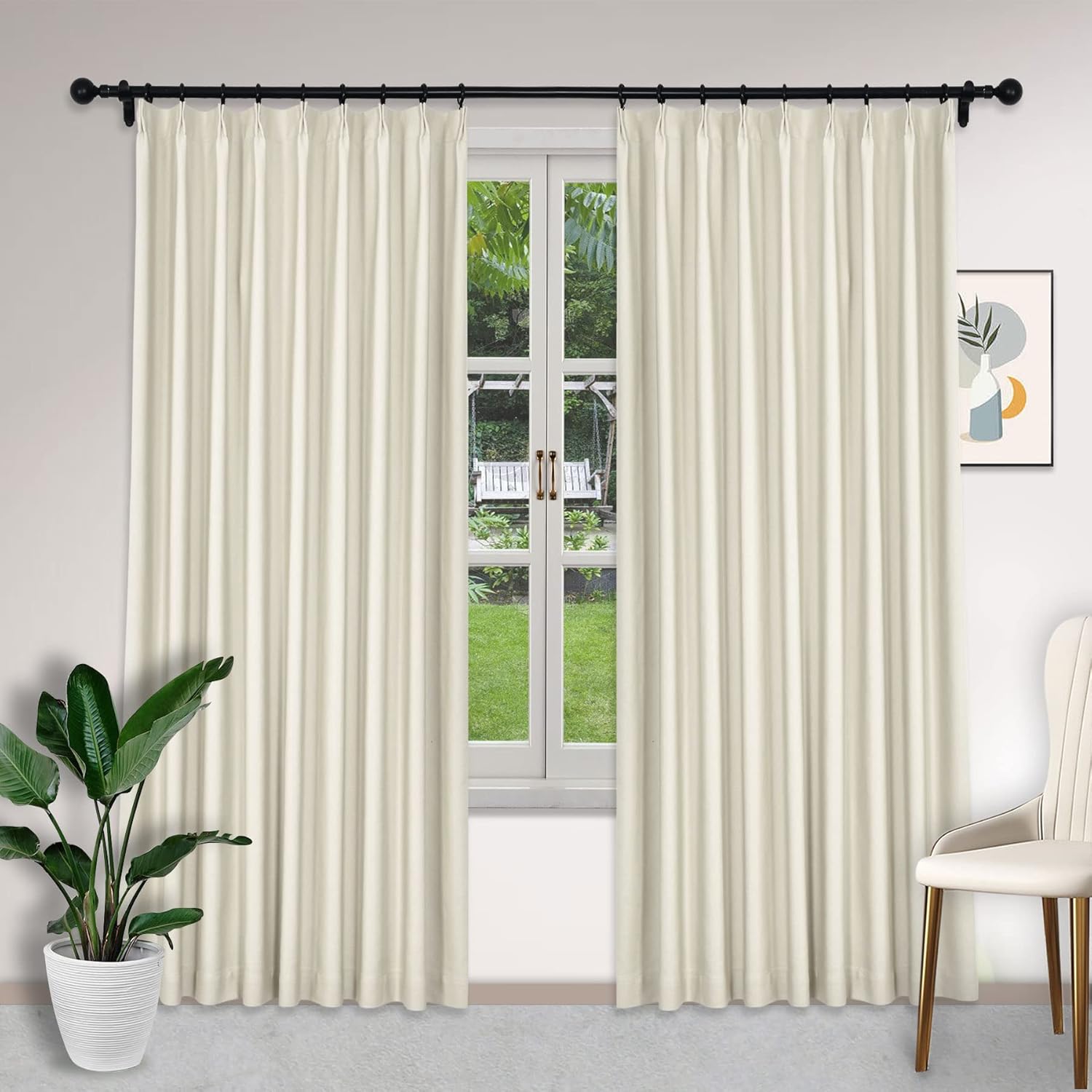 Amazon.com: Fcoise Sand Cotton Linen Blackout Curtains 102 Inches Long ...