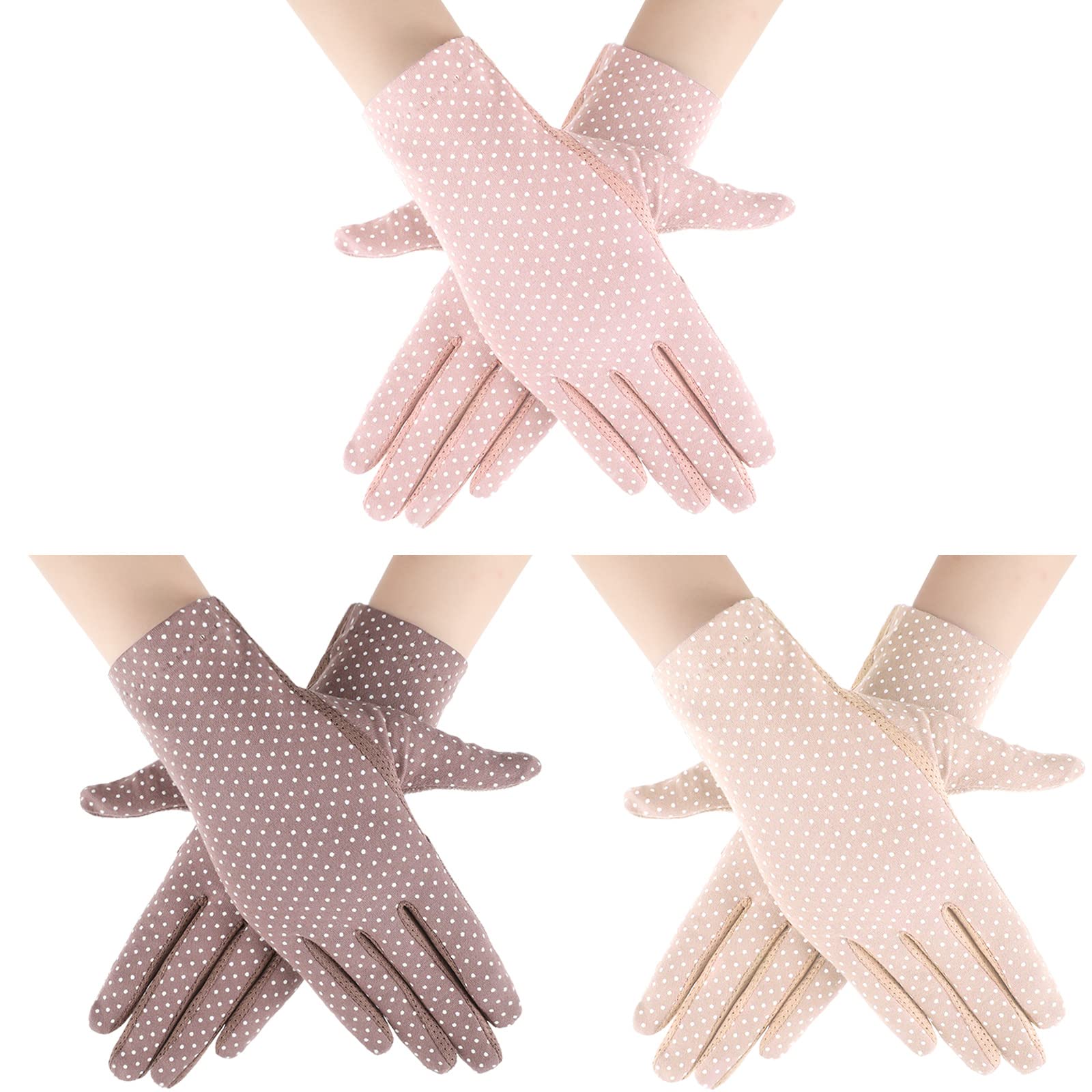 Boao 3 Pairs UV Driving Gloves Sun Protection Summer Sunblock Gloves for Women Driving Riding Outdoor