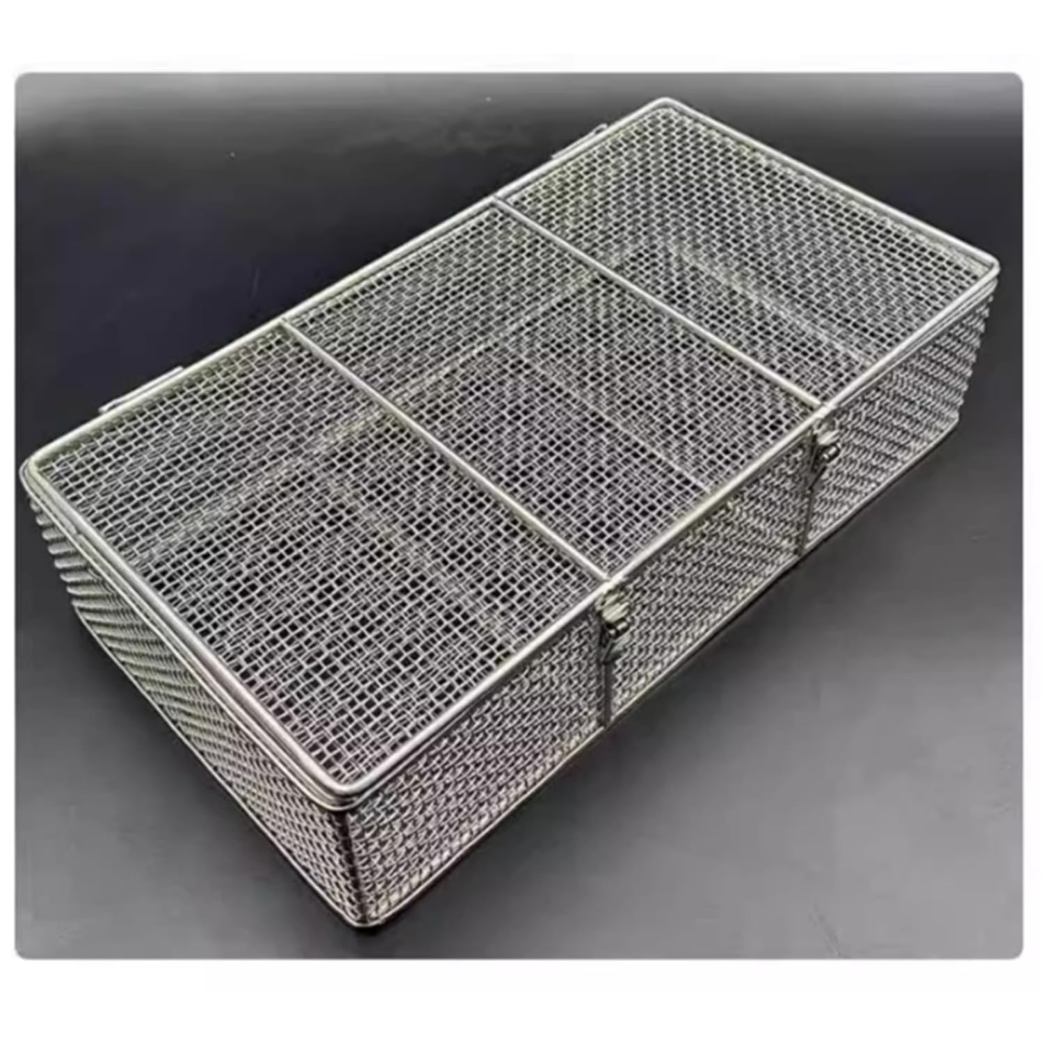 Medical 304 Desinfektionskorb aus Edelstahl, Wiederverwendbare Sterilisationskörbe mit Einziehbarem Griff und Deckel, für Chirurgische Medizinische Dentalinstrumente, WWFKWEMK, 40 * 25 * 10cm