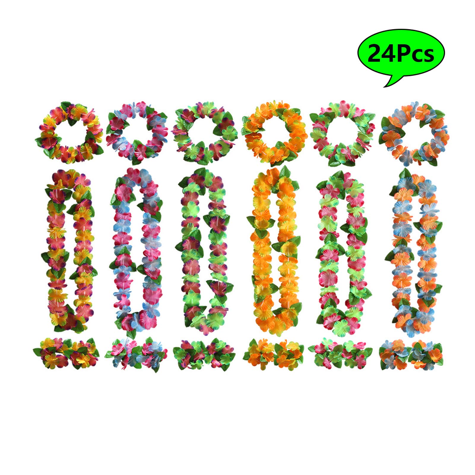 Hawaiianische Lei Blumen-Halskette – 3 Stück, Rosa, Für Hawaii-Party & Kostüm