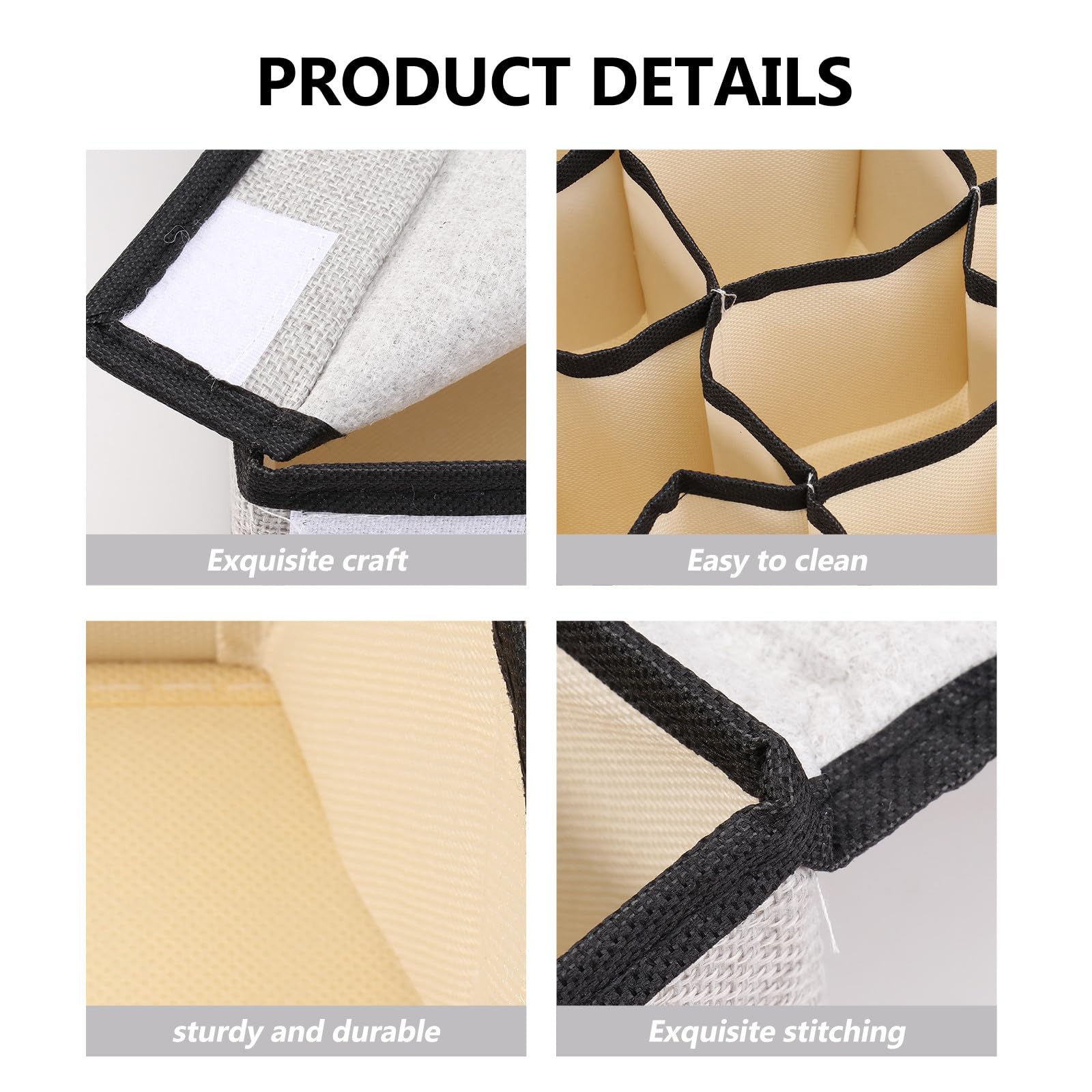 Levemolo Organizador de Cajones para Ropa Interior con Tapa Caja de Almacenamiento Multifuncional de Tela Lavable 16 Compartimentos Gris Claro para Sujetadores Calcetines y Bragas