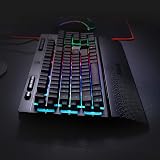Redragon K512 Shiva RGB Backlit Membrane Gaming Keyboard with Multimedia Keys, Linear Mechanical-Feel Switch, 6 Extra On-Board Macro Keys, Dedicated Media Control, Detachable Wrist Rest