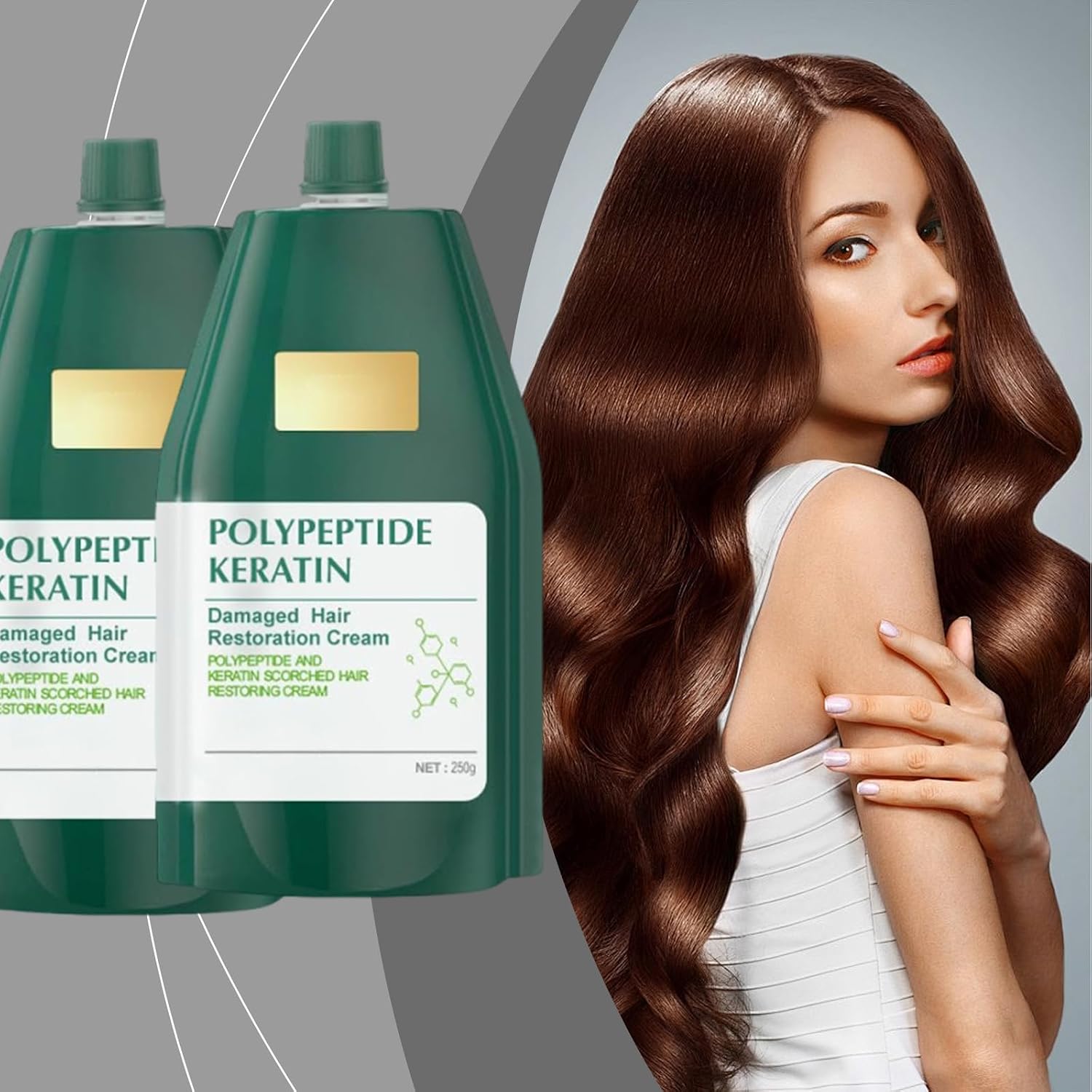 Polypeptide Keratin,Polipeptide Keratin,Crema De Polipeptidos Y Keratina,Crema De PolipéPtidos Y Queratina - Alisado Intenso Y ReparacióN Capilar Profunda,For Dry Damaged Hair (2PC)