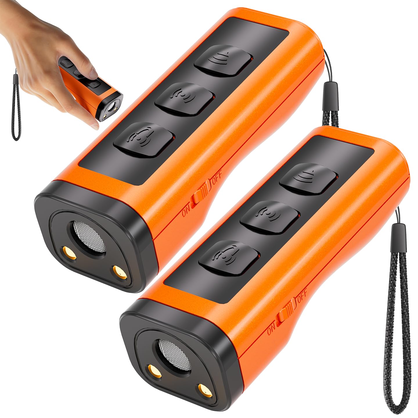 Dog Anti Bark Device 2 Pack Rechargeable Ultrasonic Long Range 50 Feet Correct Your Dog's Bad Behavior with the Push of a Button Suitable for Small Dogs