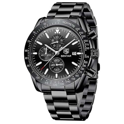 BENYAR Mens Watches Quartz Analog Chronograph Waterproof Wrist Watches for