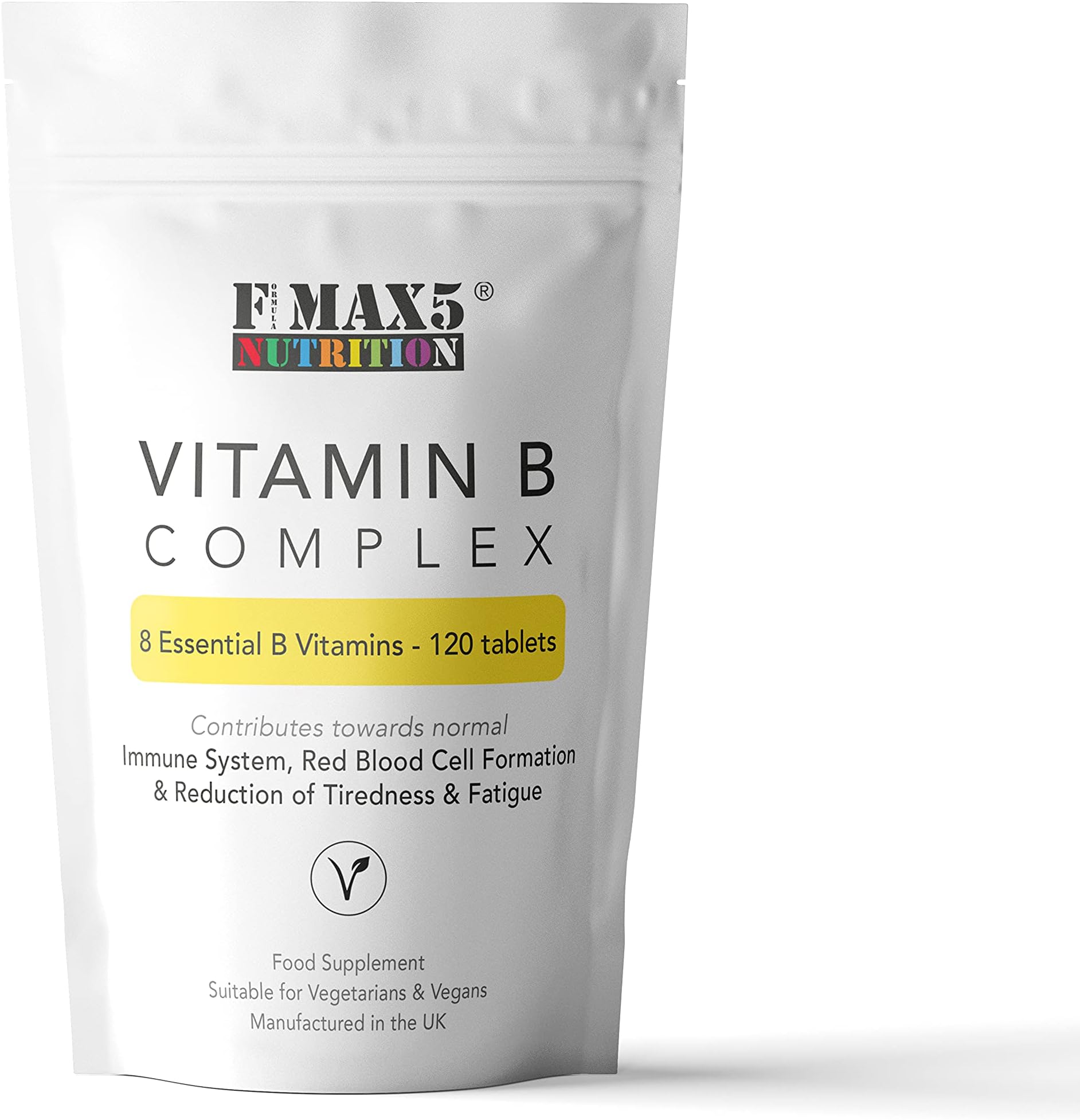 Vitamin B Complex 120 Tablets (4 Month Supply) - Contains All Eight B Vitamins in 1 Tablet, Vitamins B1, B2, B3, B5, B6, B12, Biotin & Folic Acid by Fmax5 Supplements