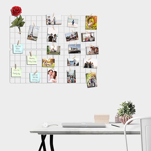 Miniatura 2 de Panel de rejilla de pared de alambre para exhibición de fotos, marcos de fotos de hierro blanco para colgar decoración de pared, organizador