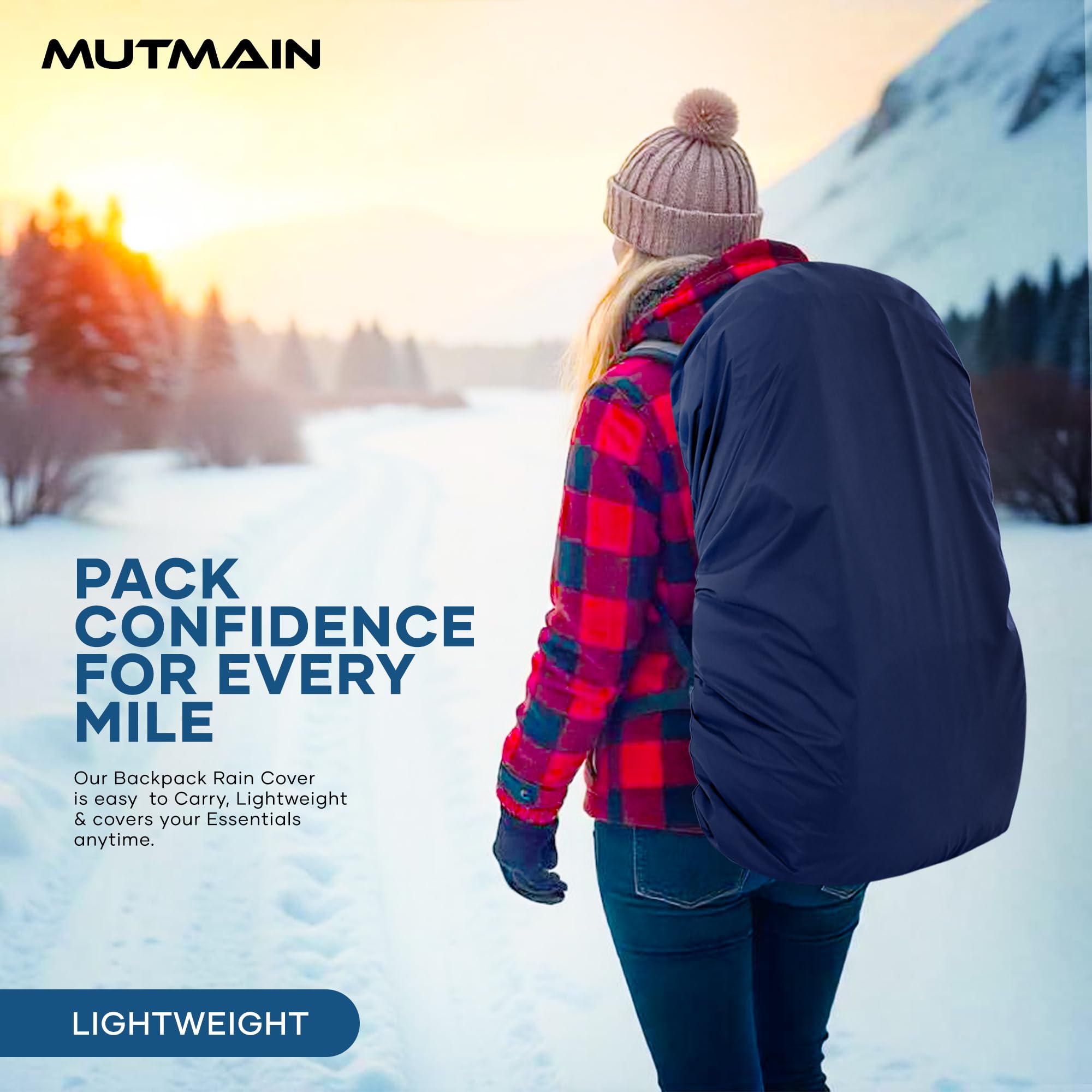 MUTMAIN Waterproof 80L to 100L Rain Cover for Rucksack Backpack Bag, Suitable Bags Cover for Hiking, Camping & Trekking XXL Bag, Two Side Adjustable Buckle and Elastic Protect from Rain (Navy Blue) 2