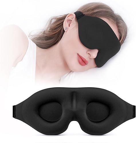 Miniatura 9 de Antifaz para dormir (negro y morado) para hombres y mujeres, 100% bloqueo de luz, máscara de ojos 3D para dormir por la noche, cubierta relajante