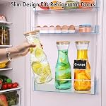 YOUEON 4 Pack 1 Liter Glass Carafe with Lid, Beverage Pitchers Carafes for Mimosa Bar with Bamboo Lids and Chalkboard Tags, Clear Water Juice Carafe, Wide Mouth & Easy to Grip