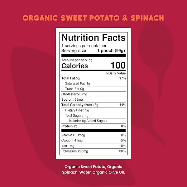 Serenity Kids Baby Food Pouch - Organic Sweet Potato & Spinach Veggie Pouches - Gluten Free On-the-Go Baby Snacks - 3.5 Oz, Pack of 1 2