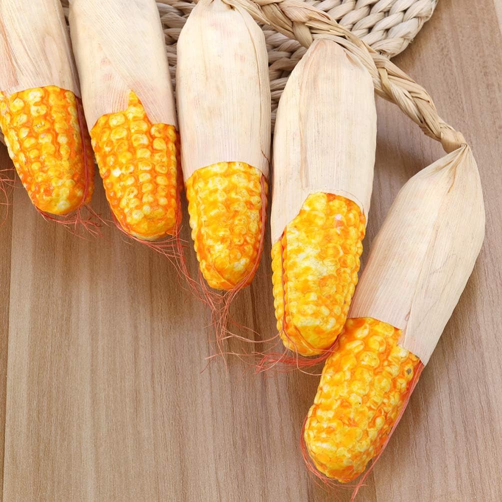 Happyyami 2 Pcs Realistic Vegetable Decor Corn Skewers Hanging Fake Corn on a String Artificial Cob Wall Ornament for Home Garden Office Kindergarten