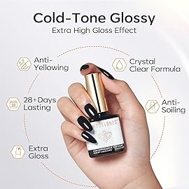 modelones Extra Glossy Gel Top Coat, 15ml Clear Color Preserve No Wipe Top Coat Gel Nail Polish High Shine Long Lasting Professional Self-Healing UV Nail Surface Protection Manicure