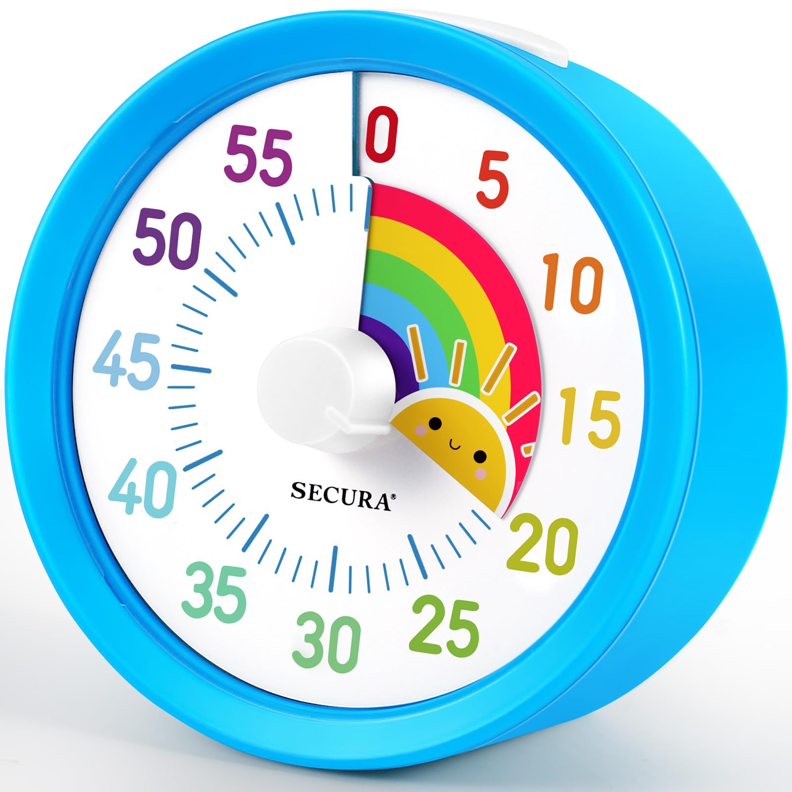 Secura60-Minute Visual Timer with Rainbow Pattern, Classroom Timer for Kids and Adults, Time Management Tool with Pause Function (Blue & Sun)