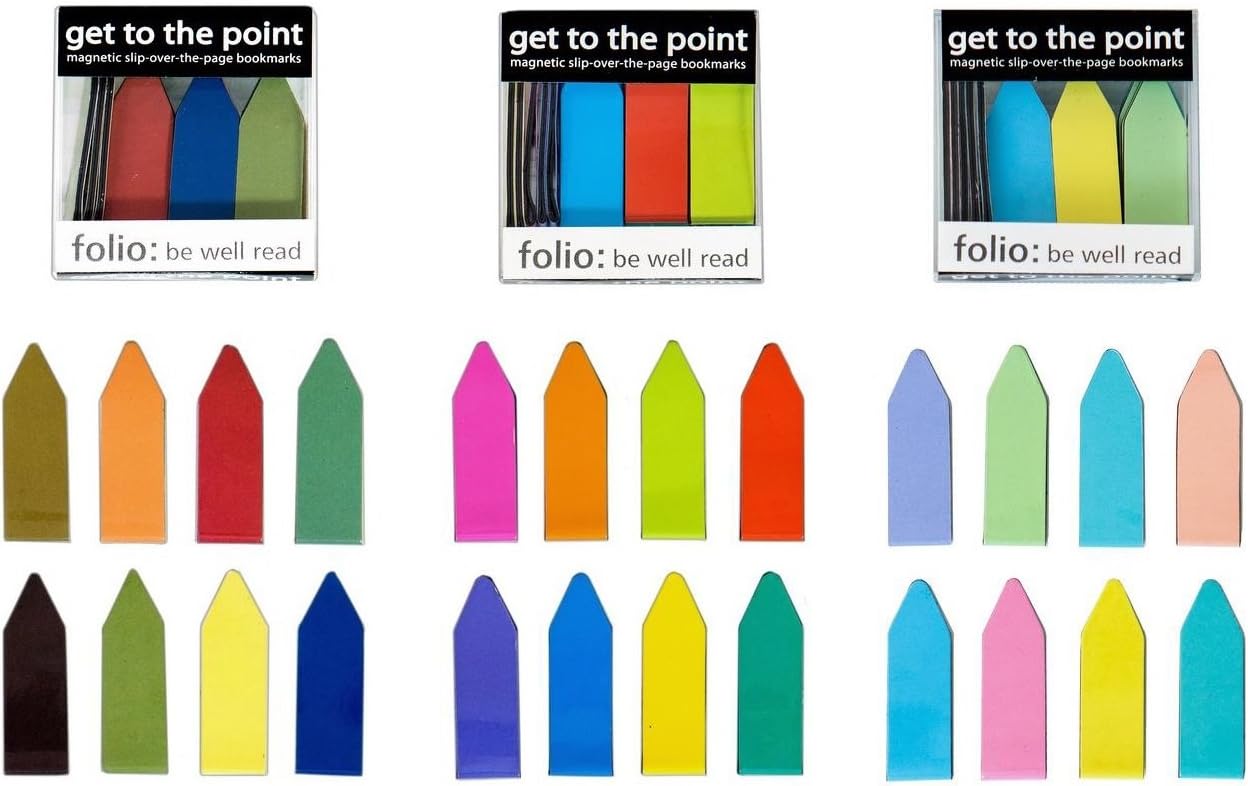 Get to The Point - (3 Boxes of 60= 180 Total) Magnetic Slip-Over-The-Page Arrow Bookmarks (NEON, Pastel, Earth Tone) Arrow Line Book Marker Pack is Ideal for Men, Women, Teachers, Students & Teens!