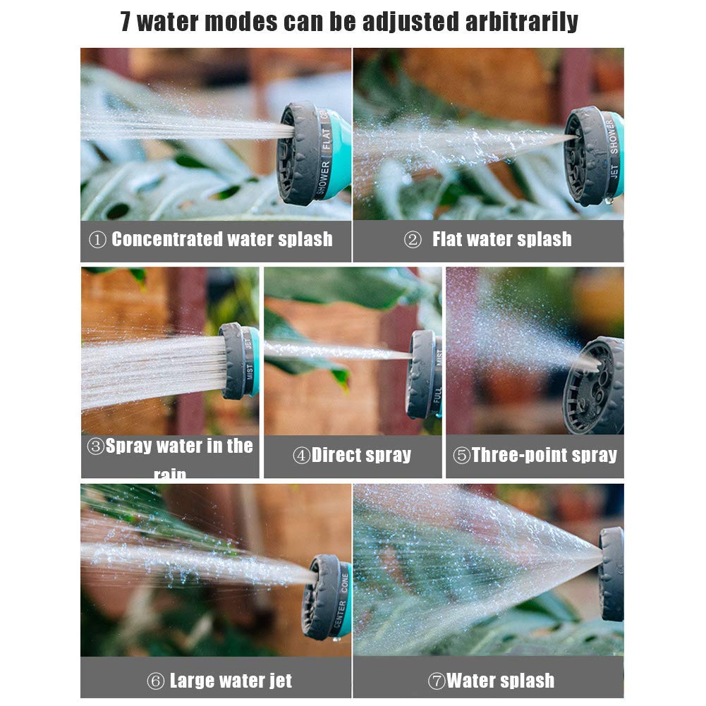 Enrollador De Manguera De Jardín Con 7 Boquillas De Rociador Ajustables, Manguera De Agua De 33.8 +7 Pies, Manguera En Espiral Manguera De Riego Portátil Herramienta De Lavado De Autos,Amarillo