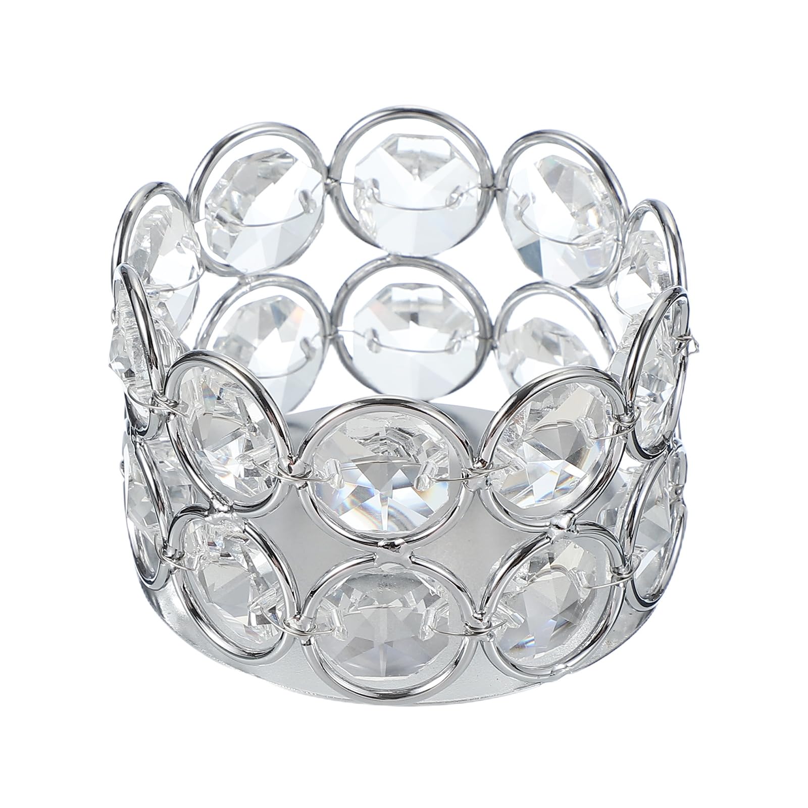 sourcing map Glass Tea Light Candle Holder, Openwork Crystal Glass Votive Candle Holder for Desk Table Centerpiece, Wedding, Party, and Home Decor(Silver)