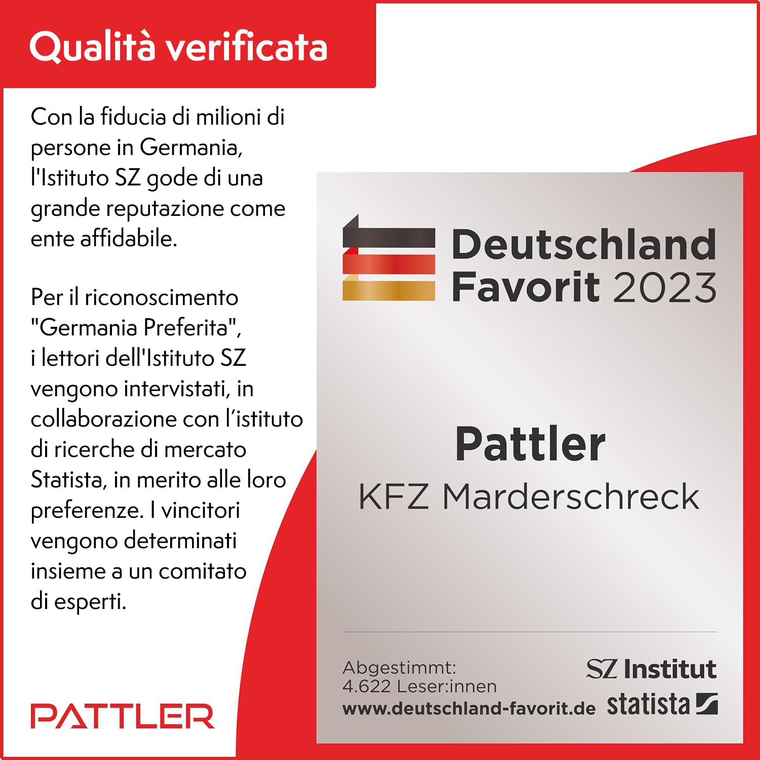 PATTLER Anti Martora per Auto con Ultrasuoni - Protezione Immediata e a Lungo Termine Contro Le Martore nel Vano Motore - Funziona con Batteria Auto a 12V - 1 Pezzo