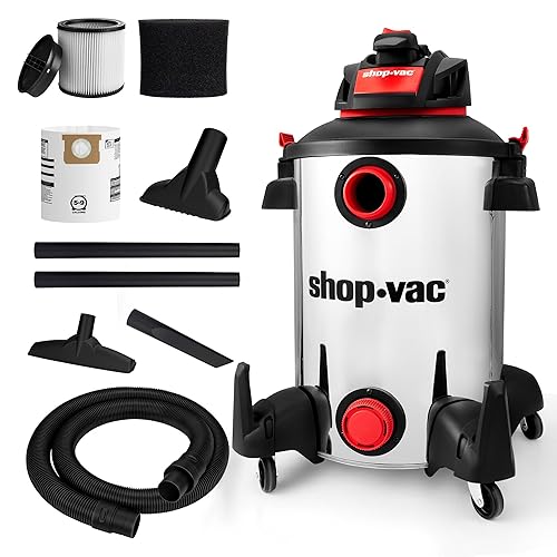 Shop-Vac 5761311 Aspiradora de taller húmedoseco de 12 galones, 6 CV pico, manguera de 1.5 pulgadas de diámetro x 7 pies, cable de 20 pies, ideal