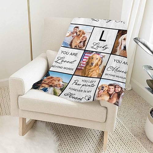 Miniatura 3 de Artsadd Manta de cama conmemorativa personalizada para mascotas, regalos de condolencias, fotos personalizadas de perros, manta en memoria amorosa