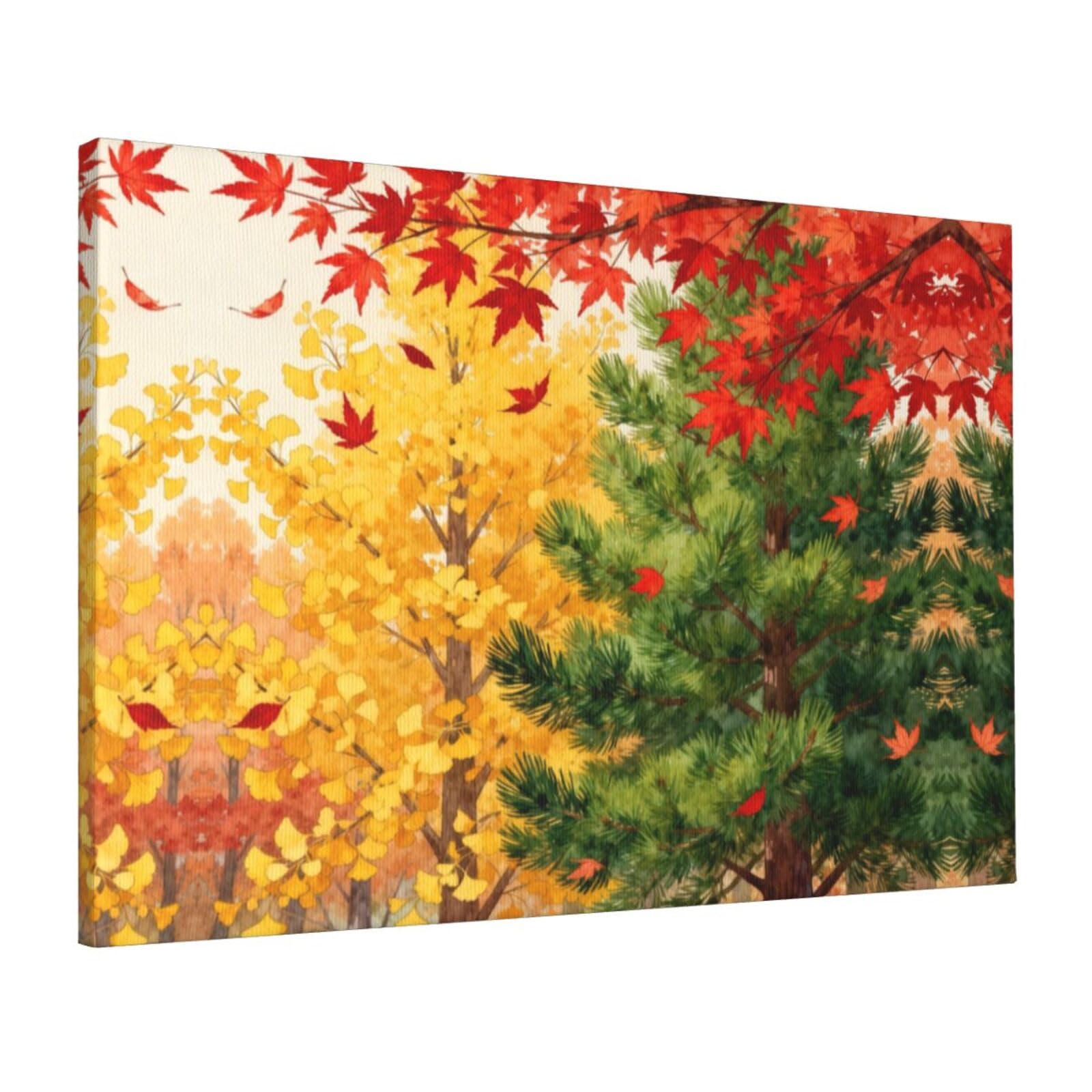 CNTDBU Pine Fall Canvas Wall Art 16x24 Inch-Large Modern Painting Print for Living Room, Framed Ready to Hang Artwork for Bedroom