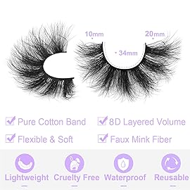 Kiromiro Lashes Volume False Eyelashes Wispy Faux Mink Eyelashes Long Dramatic Lashes 8D Volume Strip Eyelashes Cat Eye Lashes Pack