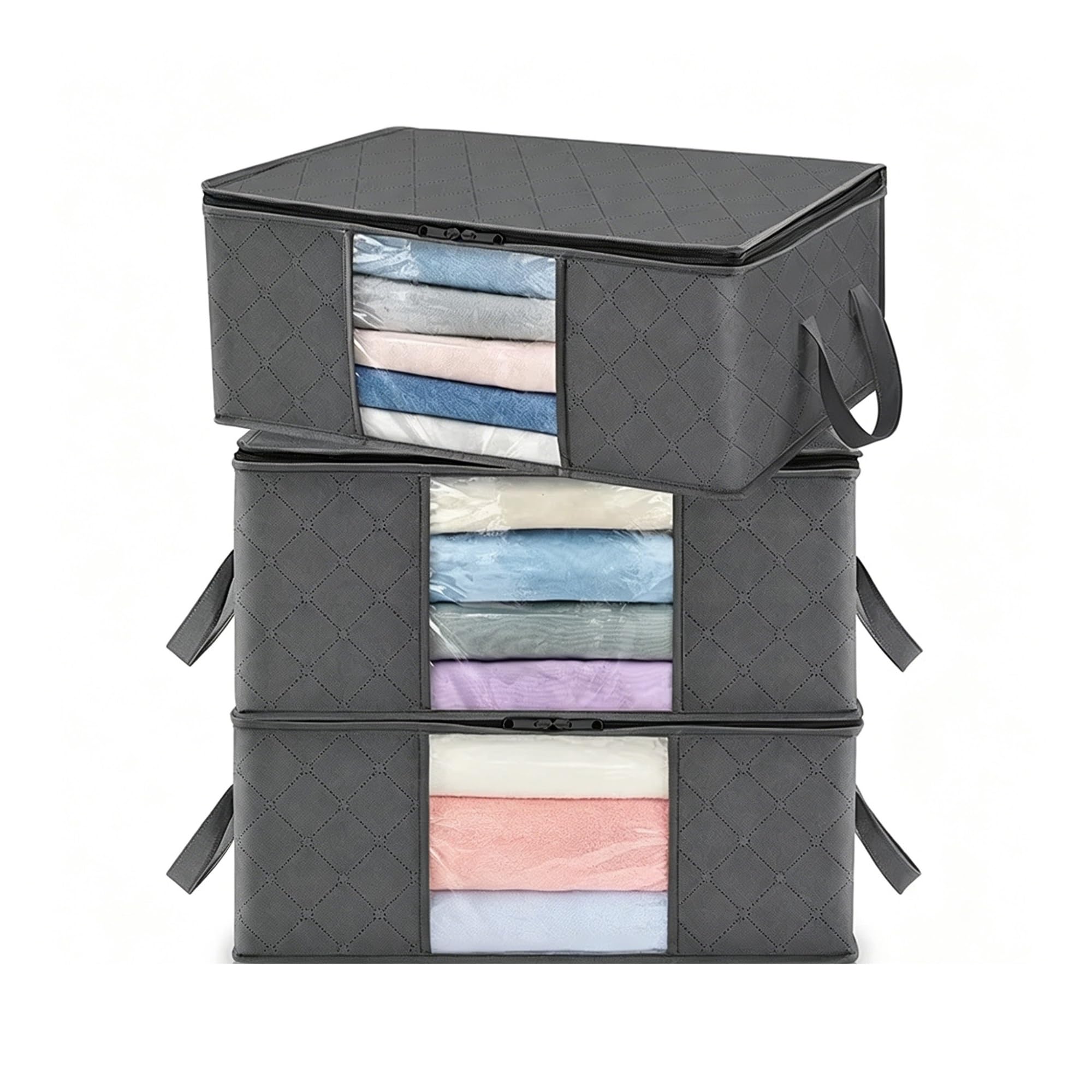 Large Foldable Storage Bag Clothes Travel Suitcases Organizer Reusable Shopping Bags Blanket Containers(3PCS-35L)