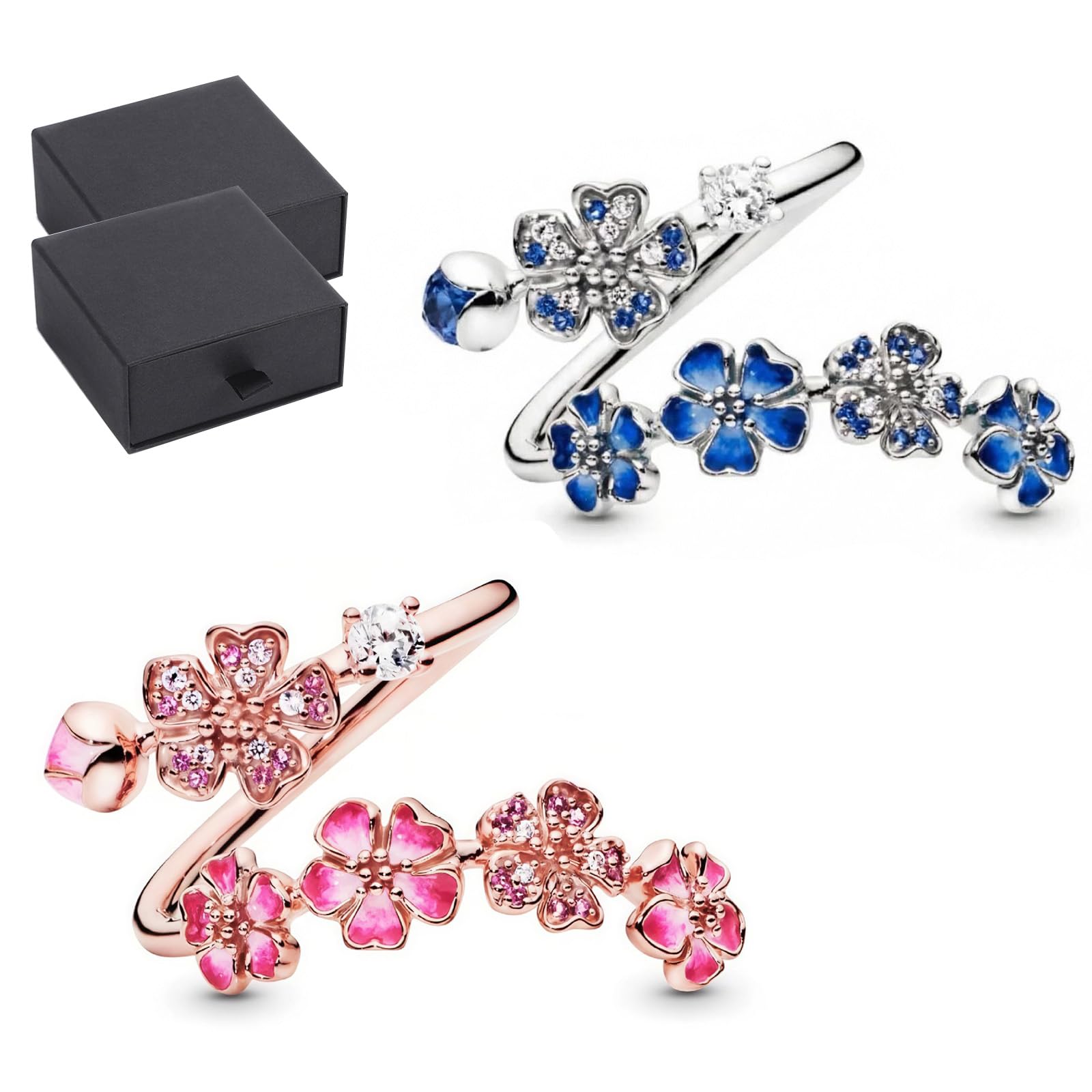 Bague réglable fleur de cerisier, le cadeau de bijoux floraux - 8