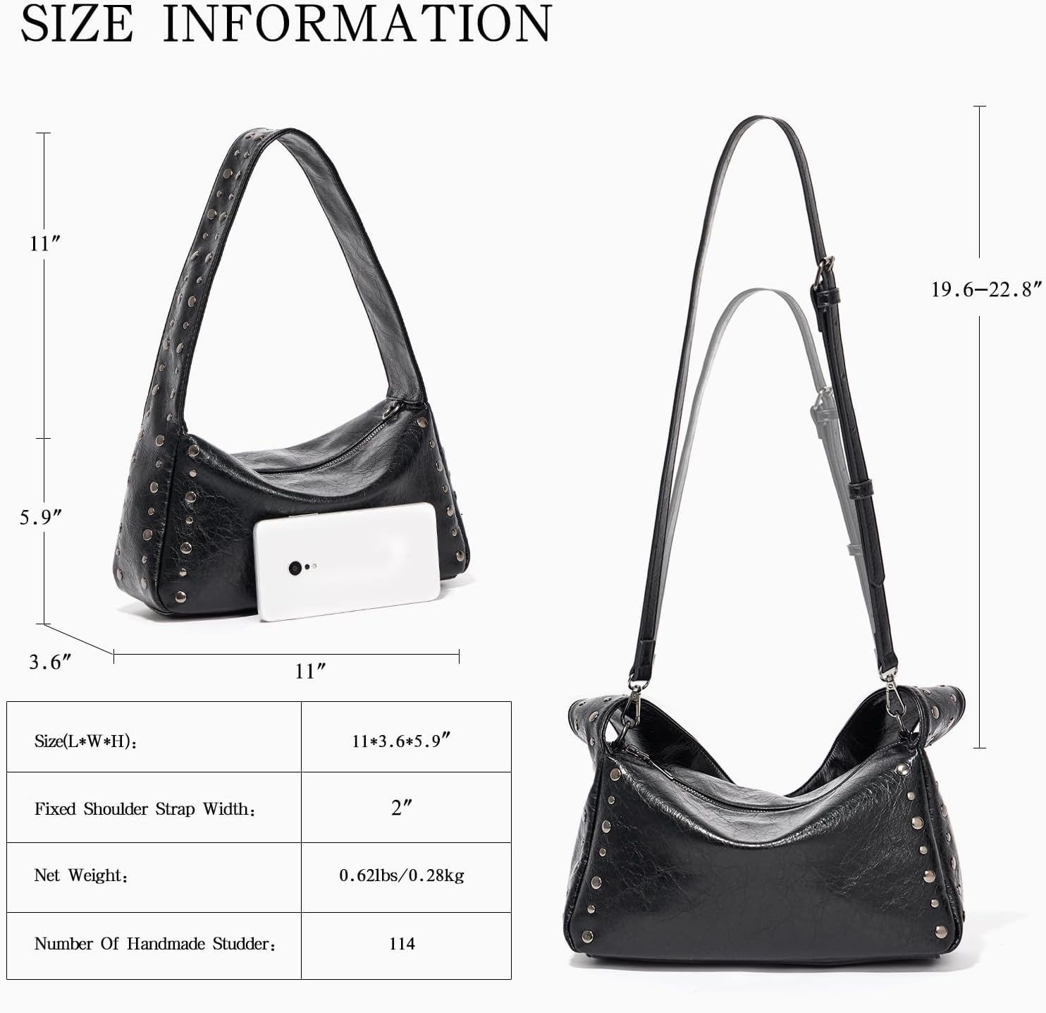 Studded Purses For Women Y2k Shoulder Bag Small Vegan Leather Handbag - Image 5