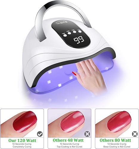 Miniatura 2 de Sunrich - Lámpara de uñas de gel UV de 120 W secado rápido de uñas para esmalte de gel con 4 temporizadores mango portátil sensor automático de gran
