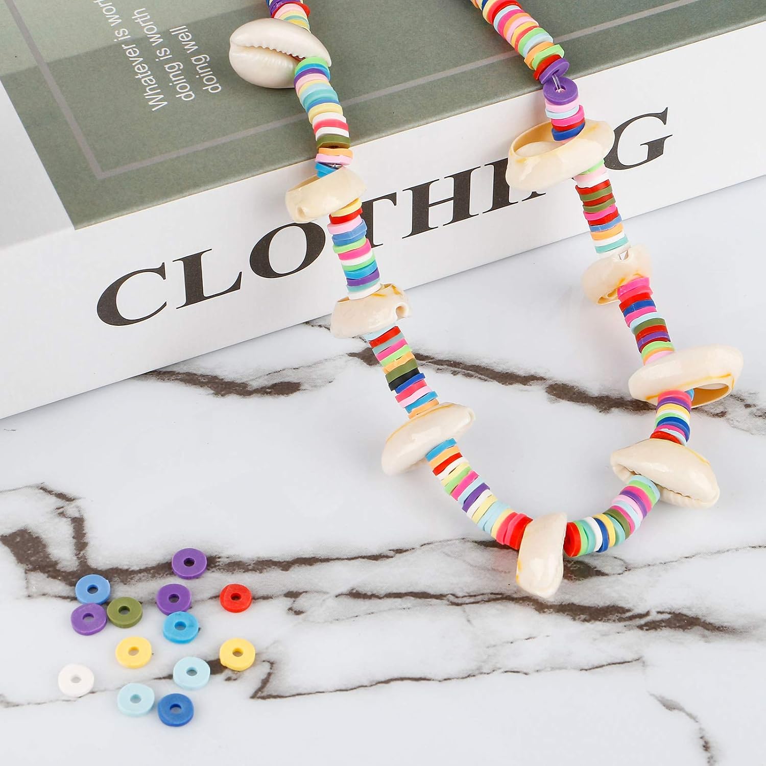 MTOUOCK 4500 Pcs Flat Round Clay Beads for Jewelry Making Necklaces and Bracelets DIY Earring Necklace Craft Set (18 Colors 6mm)