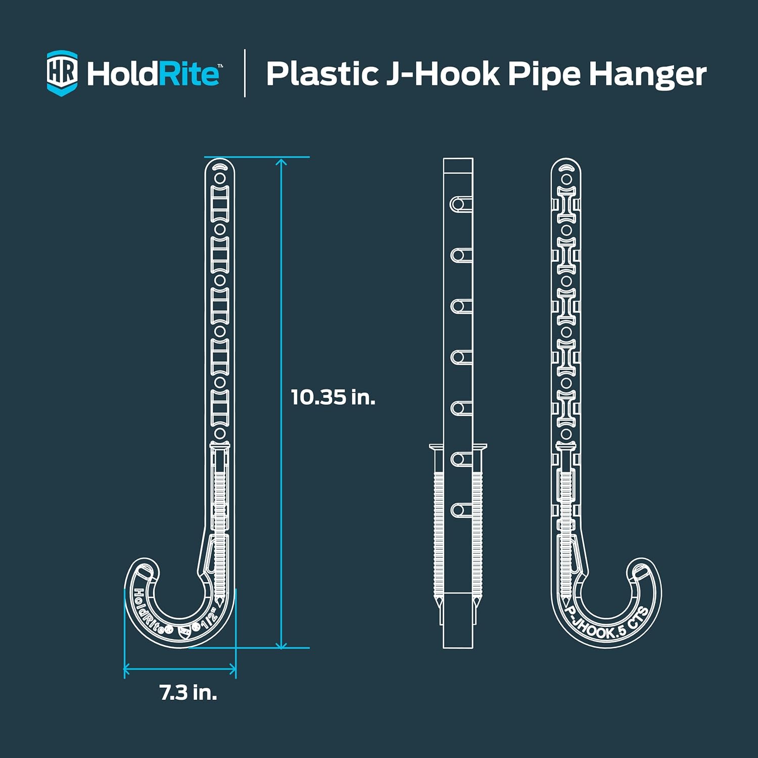 Holdrite 4 inch IPS J-Hook Pipe Hanger, 25 Pack, Pipe Support, P-JHOOK400DWV