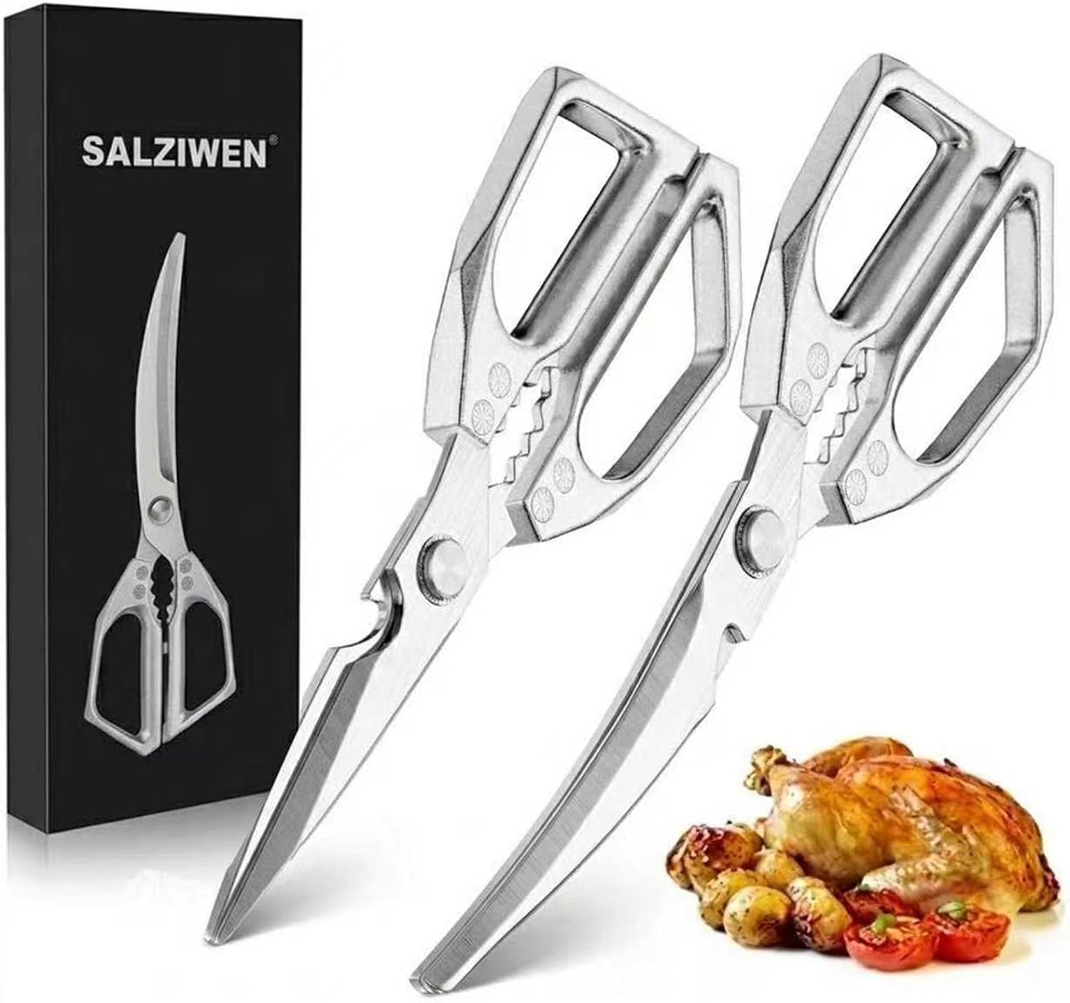 2 Pack Heavy Duty Poultry Shears, Stainless Steel Ultra Sharp Japanese Kitchen Scissors for Chicken Bones, Meat & Turkey, Dishwasher Safe Cooking Gadgets,Gift for Home Cooks