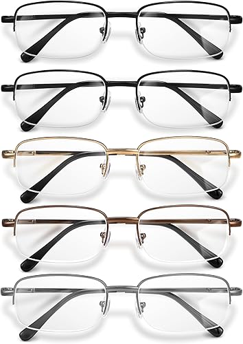 NOVIVON 2.25 - Gafas de lectura de metal para hombre, lectores duraderos con filtro de luz azul, visión clara