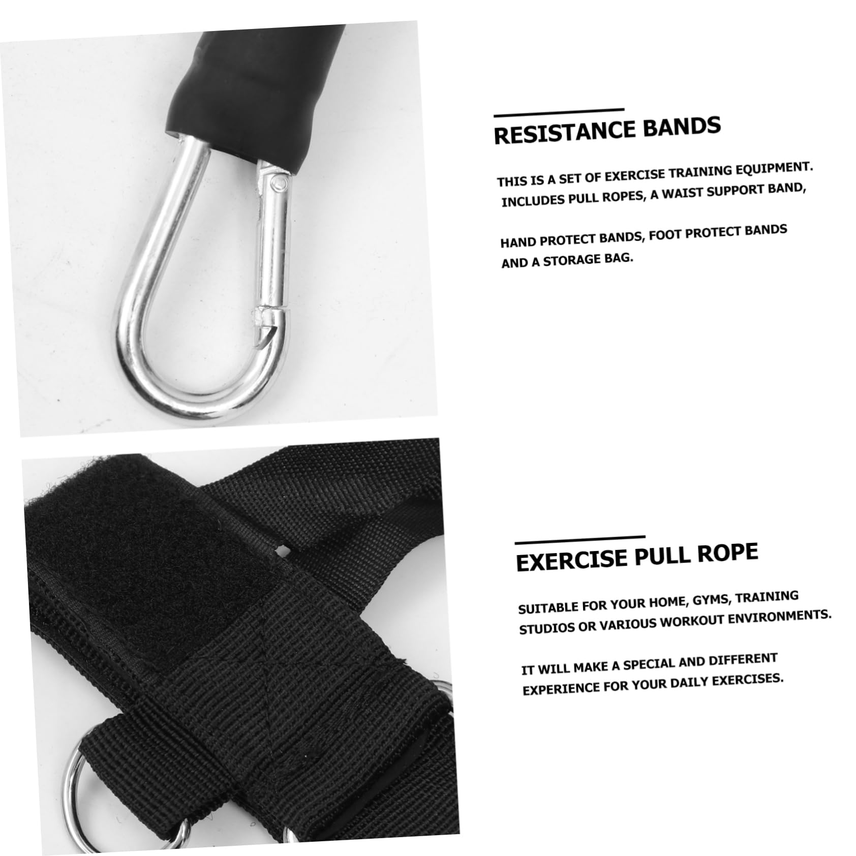 Set di Fasce di Resistenza per Allenamento Fitness 15lbs Nero | Corda Elastica Regolabile, Oxford Cloth e Lattice, per Gambe e Braccia